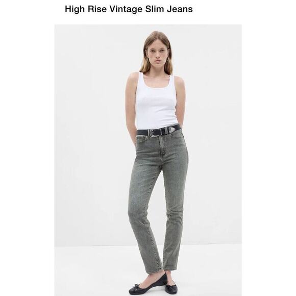 Gap High Rise Vintage Slim Jeans Size 8 29 Short Women Gray Stretch Dist… - Picture 1 of 9